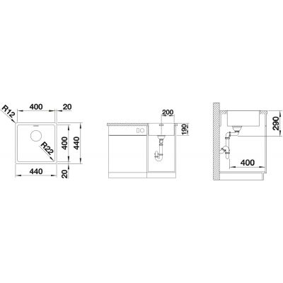 Blanco Andano 400-IF 522957 zlewozmywak stalowy 44x44 cm