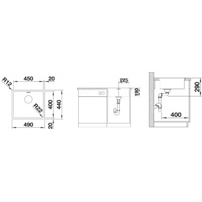 Blanco Andano 450-IF 522961 zlewozmywak stalowy 49x44 cm
