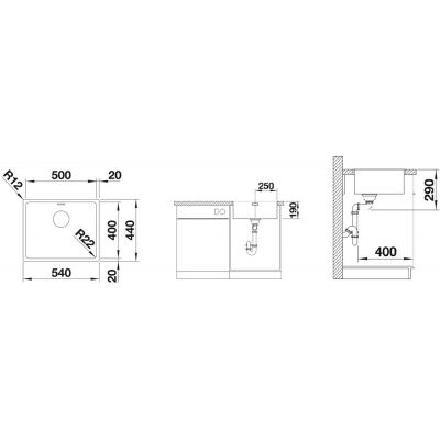 Blanco Andano 500-IF 522965 zlewozmywak stalowy 54x44 cm