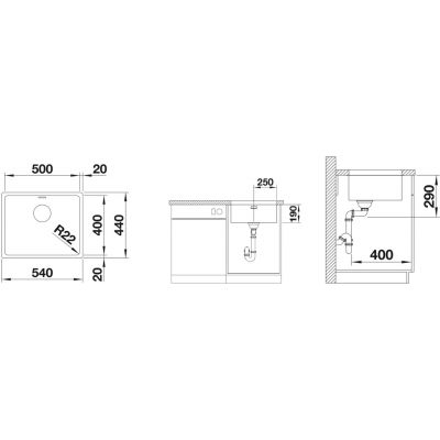 Blanco Andano 500-U 522967 zlewozmywak stalowy 54x44 cm stal