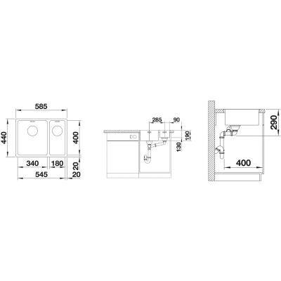 Blanco Andano 522973 zlewozmywak stalowy 58.5x44 cm