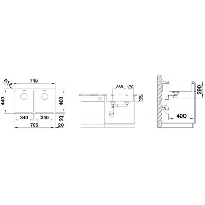 Blanco Andano 340/340-IF 522981 zlewozmywak stalowy 74.5x44 cm