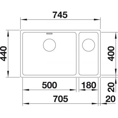 Blanco Andano 500/180-U 522989 zlewozmywak stalowy 74.5x44 cm stal