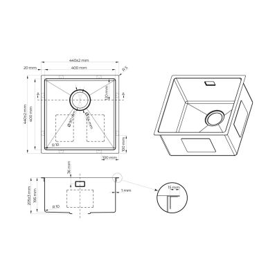 Oltens Hydda 71103100 zlewozmywak stalowy 44x44 cm stal