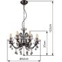 Globo Lighting Camila 641348 lampa wisząca powyżej 6x40 W czarna-kryształ zdj.2