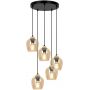 Kaja Tula K5607 lampa wisząca 5x15 W czarna-złota-bursztynowa zdj.1