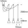 One Light Tala 63122BB lampa wisząca 3x10 W czarna zdj.2
