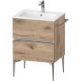 Duravit Sivida SV4643010550000 szafka 61x47.7x59.1 cm podumywalkowa wisząca dąb-chrom zdj.1