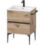 Duravit Sivida SV46430BD550000 szafka 61x47.7x59.1 cm podumywalkowa wisząca czarna-dąb zdj.1