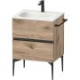 Duravit Sivida SV46500BD550000 szafka 61x47.7x59.2 cm podumywalkowa wisząca czarna-dąb zdj.1