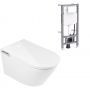 Clean Wave Breeze B700SET toaleta myjąca ze stelażem i przyciskiem wisząca bez kołnierza ze spłukiwaniem wirowym biała zdj.1