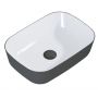 Elita Reni RE040460896130 umywalka 45.5x32.5 cm prostokątna nablatowa biała-antracyt zdj.2