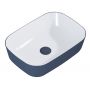 Elita Reni RE040460896170 umywalka 45.5x32.5 cm prostokątna nablatowa biała-niebieska zdj.3