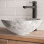 Invena Tinos CE43707 umywalka 39.5x39.5 cm okrągła nablatowa szary/kamień zdj.4
