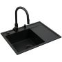 Pyramis Camea 070223912BEI zlewozmywak granitowy z baterią 68x50 cm czarny zdj.4