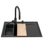 Pyramis Camea 070223912BEI zlewozmywak granitowy z baterią 68x50 cm czarny zdj.2