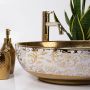 Rea Margot REAU9650 umywalka 52x40 cm owalna nablatowa biała-złota zdj.5