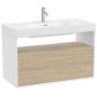 Roca Meridian A858108607 szafka 100x46x56.5 cm podumywalkowa wisząca biała-dąb zdj.1