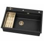 Ruvetti Absol 80 3001ABFB80WPVDCH zlewozmywak granitowy z wkładką ociekową 76x50 cm czarny zdj.6