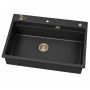 Ruvetti Absol 80 3001ABFB80WPVDCH zlewozmywak granitowy z wkładką ociekową 76x50 cm czarny zdj.3