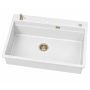Ruvetti Absol 80 3001ABWH80WPVDCH zlewozmywak granitowy z wkładką ociekową 76x50 cm biały zdj.3
