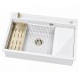 Ruvetti Absol 80 3001ABWH80WPVDCH zlewozmywak granitowy z wkładką ociekową 76x50 cm biały zdj.1