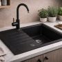 Ruvetti Axel 3001AXBC140W zlewozmywak granitowy 68x49.5 cm czarny zdj.7