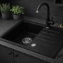 Ruvetti Axel 3001AXBC140W zlewozmywak granitowy 68x49.5 cm czarny zdj.6