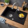 Ruvetti Pino 3001PIBC160W zlewozmywak granitowy 77x44 cm czarny zdj.6