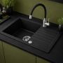 Ruvetti Pineko 3001PNBC140W zlewozmywak granitowy 68x44.2 cm czarny zdj.6