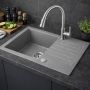 Ruvetti Pineko 3001PNGR140W zlewozmywak granitowy 68x44.2 cm szary/grafitowy/onyx zdj.7