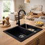 Ruvetti Signum 3001SBC1520W zlewozmywak granitowy 60.5x49.5 cm czarny zdj.6