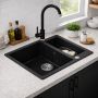 Ruvetti Signum 3001SBC1520W zlewozmywak granitowy 60.5x49.5 cm czarny zdj.5