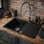 Ruvetti Signum 3001SBC160W zlewozmywak granitowy 79x50 cm czarny zdj.6