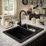 Ruvetti Signum 3001SFB1520W zlewozmywak granitowy 60.5x49.5 cm czarny zdj.5