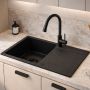 Ruvetti Signum 3001SFB160W zlewozmywak granitowy 79x50 cm czarny zdj.7