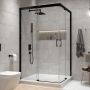 Sanplast Free Zone 600271351059401 kabina prysznicowa 90x90 cm kwadratowa czarny mat/szkło przezroczyste zdj.4
