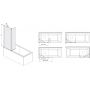 Sanplast Exa Line 600540180059401 parawan nawannowy 70 cm 2-częściowy czarny mat/szkło przezroczyste zdj.2