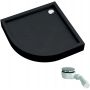 Schedline Favory Plus Black Stone 3STF1O9090CST brodzik półokrągły z syfonem 90x90 cm czarny zdj.1