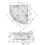 Polysan Rosana 63119HA wanna z hydromasażem 150x150 cm narożna symetryczna zdj.2